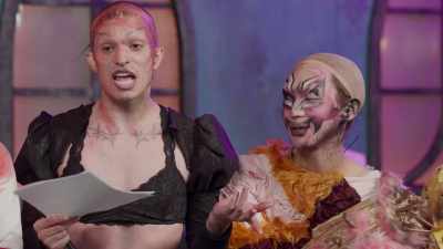 - Astrud won because she jumped
up and said she won first. - The Boulet Brothers' Dragula: Titans