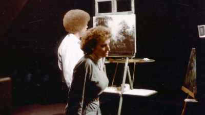 At first,
he'd have a painting off to the side, - Bob Ross: Happy Accidents, Betrayal & Greed