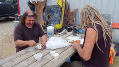 At Rust Bros, Mike and Avery
are sitting down to an executive lunch. - Rust Valley Restorers