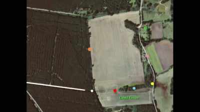 At the red circle on this
map, the TriField meter - Truth Hunter