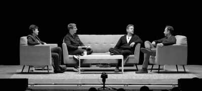 [audience laughing] - SmartLess: On the Road
