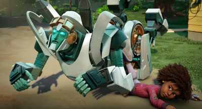 - Augh, I'm lucky I lived
through that suntan. - Transformers: EarthSpark
