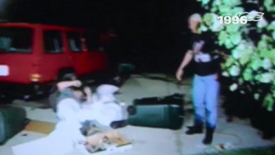 Austin is outside of
Brian Pillman's home. - The Nine Lives of Vince McMahon