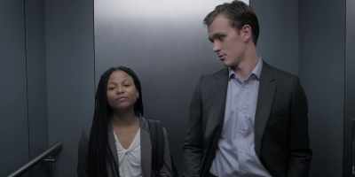 -AUTOMATED VOICE: Floor eight.
-(ELEVATOR BELL DINGS) - Industry