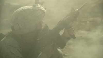 -[automatic gunfire]
-[bullets pinging, whizzing] - Haunted