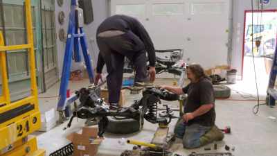 Avery needs to compress
the spring an inch more to get it to fit. - Rust Valley Restorers