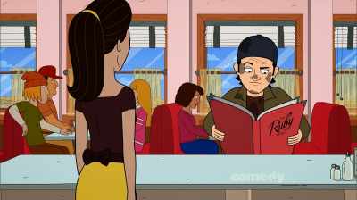 - Aw, you fall asleep in the park again?
- Huh? - Corner Gas Animated
