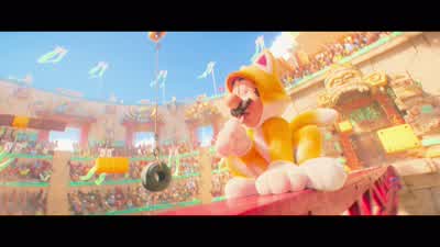 Aw! He looks adorable. He really does. Oh, what? I'm a cat? You got the cat box! Oh, my... Oh! Oh, I - The Super Mario Bros. Movie