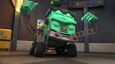 Axyl, you'll use your towline
to help the Mayor off that ledge. - Mighty Monsterwheelies