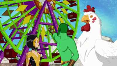 Babe, we gotta get
this chicken away - Kite Man: Hell Yeah!