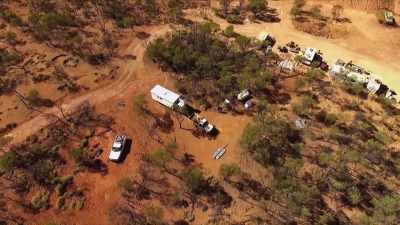 Back at camp,
finally the crew can relax. - Outback Opal Hunters