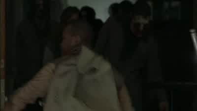 Back. Don't have an exit. Then we make one. Get down! - The Walking Dead
