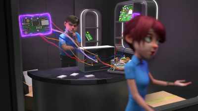 Back here we charm
the mortals' electronics into shape - Wizards: Tales of Arcadia