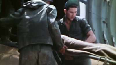 Back home, officers
escorted by chaplains - The Pacific War in Color