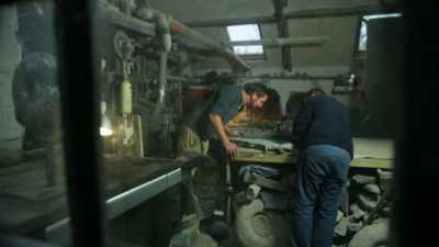 Back in his workshop,
he exposed a mosaic - Attenborough and the Sea Dragon