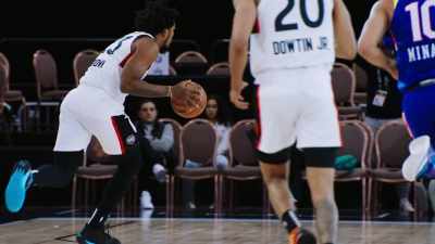 - [ball thudding]
- [echoed chatter] - Destination NBA: A G League Odyssey