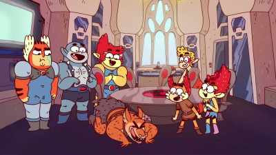 -[barking]
-[object smashes] - ThunderCats Roar