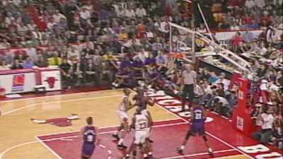 Barkley shooting
for the three, and he hits it! - The Last Dance