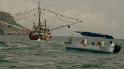 Barrels that have been
tossed from the stern - Trafficked with Mariana van Zeller