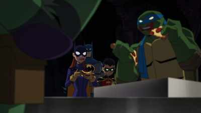Batgirl, Robin,
Shredder and Ra's - Batman vs Teenage Mutant Ninja Turtles