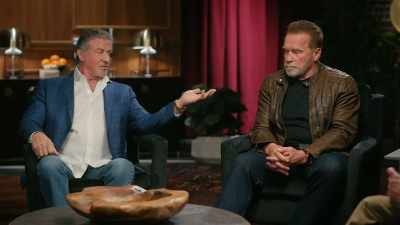 Battling neighbors. Because
we couldn't agree on that. - Arnold & Sly: Rivals, Friends, Icons
