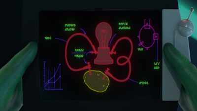 - [beeping]
- [fascinated babbling] - Alien TV