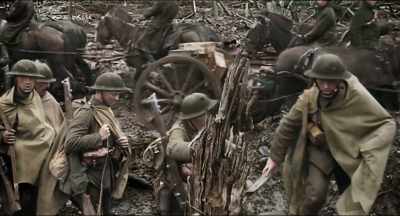 Before a man goes into the trenches,
he usually carries - They Shall Not Grow Old
