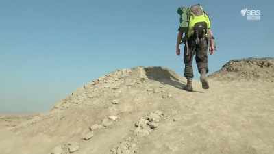Below us lies a vast mud reservoir. - From Russia to Iran: Crossing Wild Frontier
