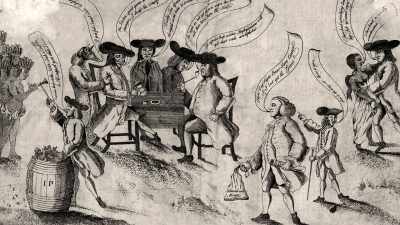 Between the Quakers, guided by
William Penn's advice - Benjamin Franklin