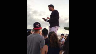 Billy McFarland
stood up on a table. - Fyre