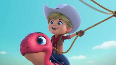 Blitz is too fast to let
a big old dinosaur stomp us! - Dino Ranch