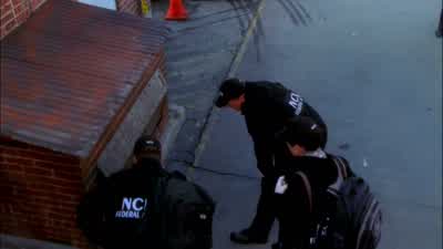 Blood. It's a trail leading out to the parking lot. What about inside the door? We'll get there. Ton - NCIS
