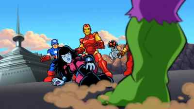 Blue lady fall hard. - The Super Hero Squad Show