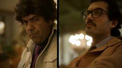 Bobby convinces Sammy
that they should team up - History's Greatest Heists with Pierce Brosnan
