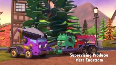-[Bolts grunts]
-[meows] - Mighty Monsterwheelies