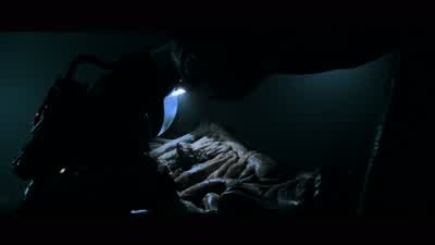 Bones are bent outward, like he exploded from inside. - Alien