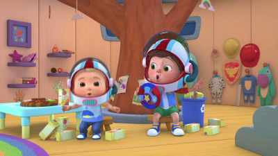 -[both] Blast off!
-[mimicking rocket sounds] - CoComelon Lane
