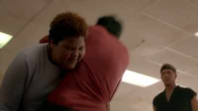 -[both grunting]
-[Aisha yells] - Cobra Kai