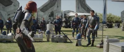 (BOTH GRUNTING) - The Mandalorian