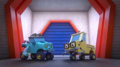 -[both] Huh?
-[Sweeps laughs] - Mighty Monsterwheelies