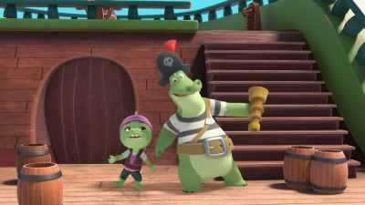 [both] ♪ Oh, we're crocodile
pirates from over the sea ♪ - Top Wing