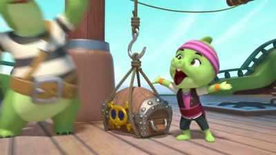 [both] ♪ Ohh, we're plundering
pirates from under the sea ♪ - Top Wing