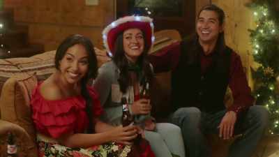Both: ♪ up on the housetop,
click, click, click ♪ - Mistletoe in Montana