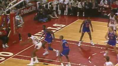 ...bounce into Cartwright,
shoots over Rollins. Nope. - The Last Dance