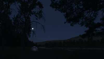 Boy, am I glad I chose to set
my tent right under a tree - Yellowstone: One-Fifty