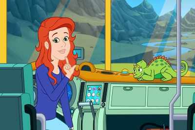 [brakes hissing] - The Magic School Bus Rides Again