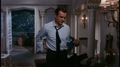 Hello? Breakfast for one at nine please. Green figs, yogurt, coffee, very black. Thank you. - From Russia with Love