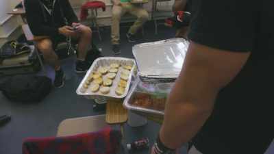 Bring all these
cheesecakes and hot wings, - The Wrestlers