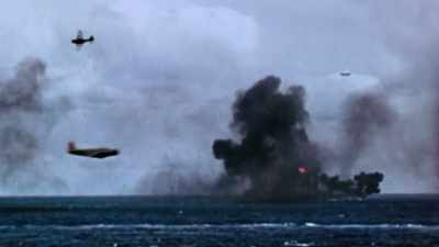 Brodie: THE SECOND ATTACK,
THEY GOT TWO TORPEDO HITS ON US. - The Pacific War in Color