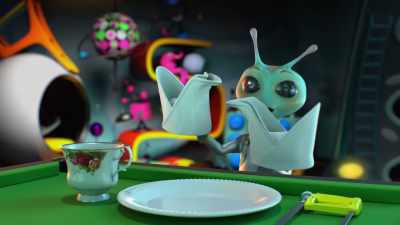 Buh! Wubba wubba!
[tender babbling] - Alien TV
